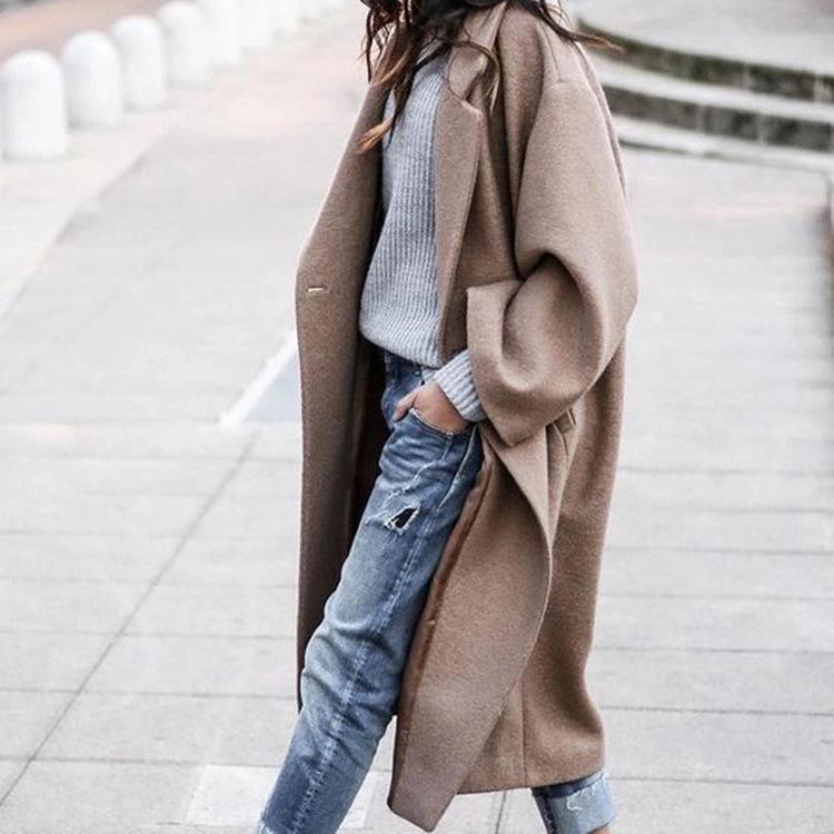 Oversized Retro Casual Solid Color Windbreaker Warm Coat