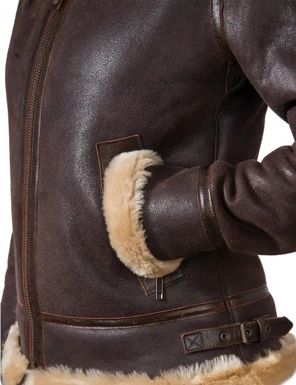 JACKET PILOT FROM SHEEPSKIN WOMEN'S HOOD NANCY LOVE ART.905