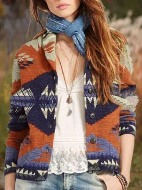 Casual Vintage Daily Folk-custom Buttons Shawl Collar Blazers Coats Outwear