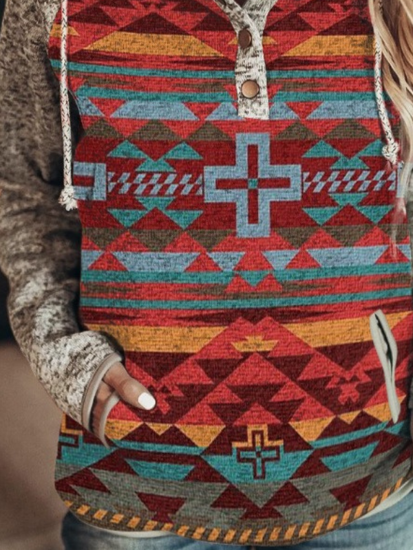 Daily Casual Tribal Vintage Geometric Hoodie SweatShirts Tops