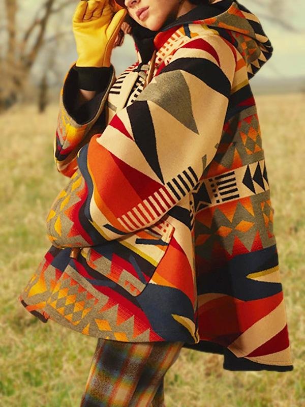 Casual Daily West Cowboy Tribal Geometric Coats Outwear