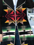 Elegant Tribal Graphic Printed Shawl Collar Long Sleeve Coats Outwear