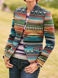 Vintage Daily Printed Tribal Stand Collar Long Sleeve Jackets Coats Outwear
