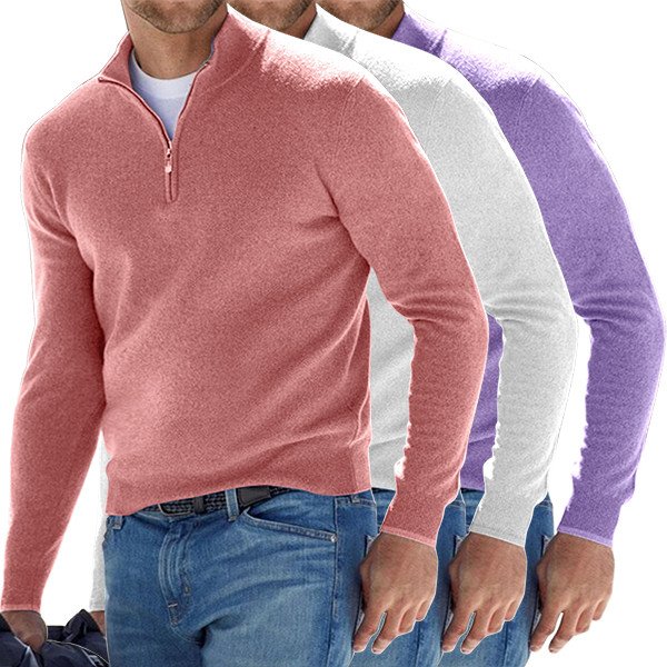 Men's Cashmere Zipper Basic Sweater