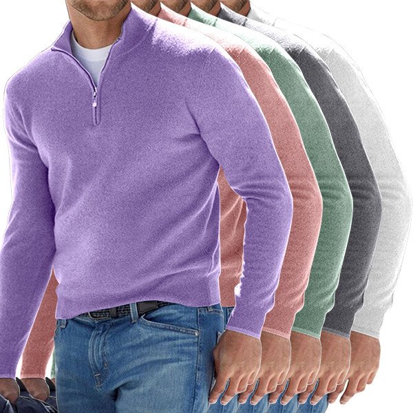 Men's Cashmere Zipper Basic Sweater