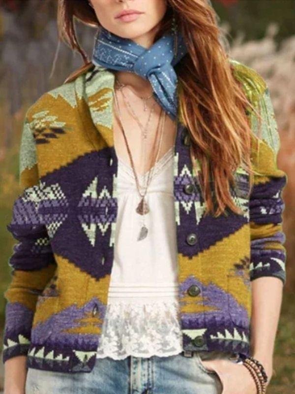Casual Vintage Daily Folk-custom Buttons Shawl Collar Blazers Coats Outwear