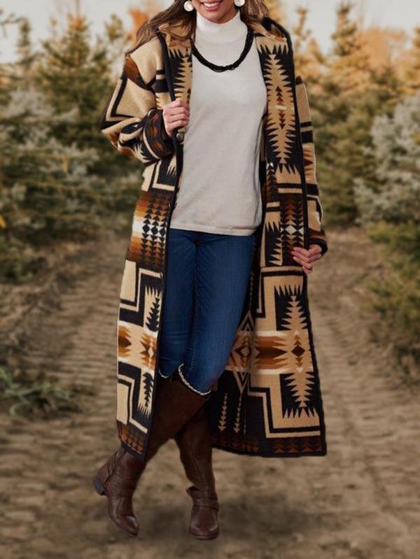 Casual Tribal Graphic Printed Hoodie Long Sleeve Coats Outwear