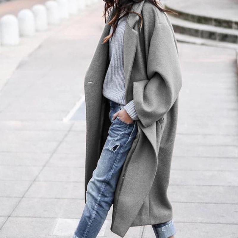 Oversized Retro Casual Solid Color Windbreaker Warm Coat