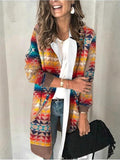 Casual Vintage Tribes Printed Lapel Long-sleeved Coats Outwear