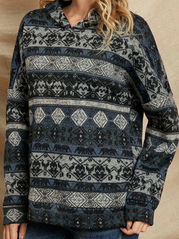 Vintage Tribes Printed Hoodie Long-sleeved SweatShirts Tops