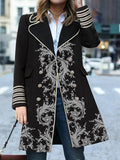 Elegant Tribal Graphic Shawl Collar Long Sleeve Coats Outwear