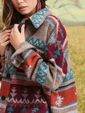 Vintage Tribes Printed Turn-down Collar Long-sleeved Shirt Jacket Coats Outwear
