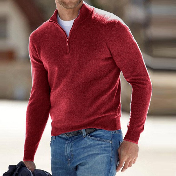 Men's Cashmere Zipper Basic Sweater