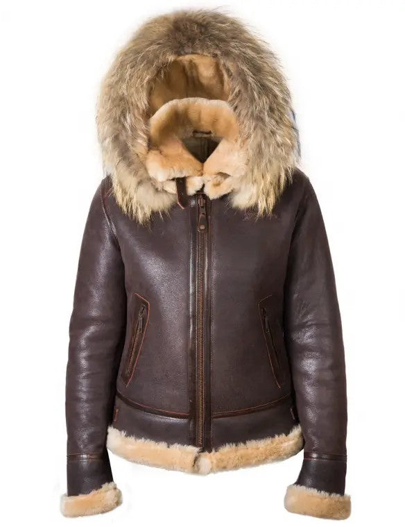 JACKET PILOT FROM SHEEPSKIN WOMEN'S HOOD NANCY LOVE ART.905