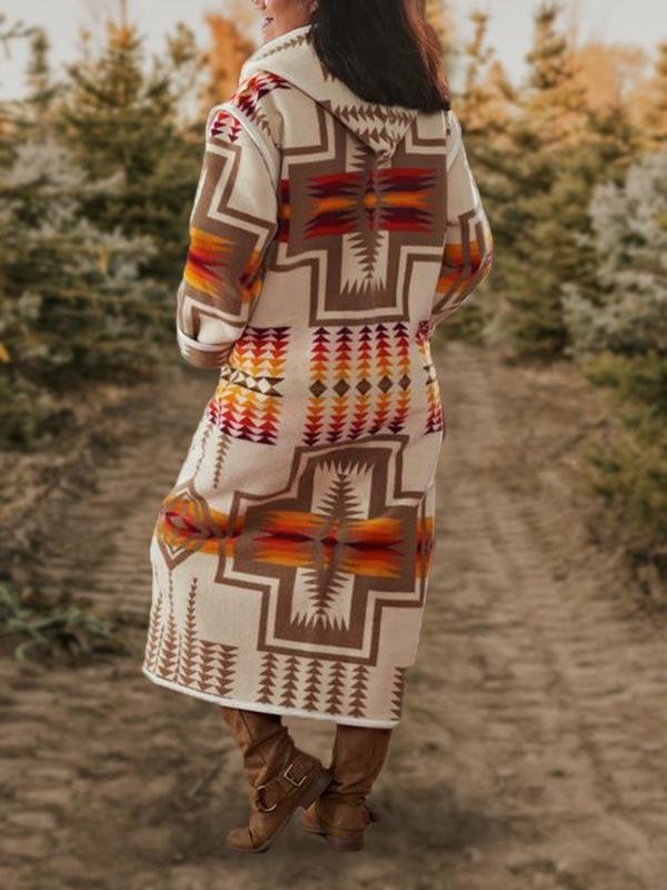Casual Tribal Graphic Printed Hoodie Long Sleeve Coats Outwear