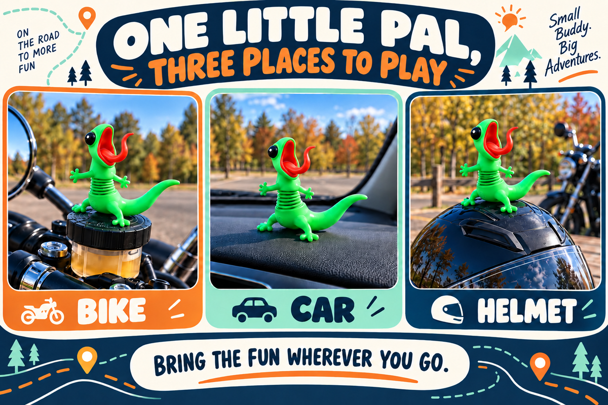 🦎🏍️ Roadside Lizard Buddy – Car & Motorcycle Decor