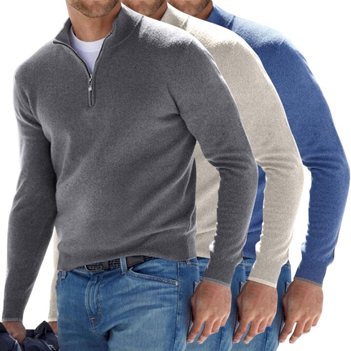 Men's Cashmere Zipper Basic Sweater