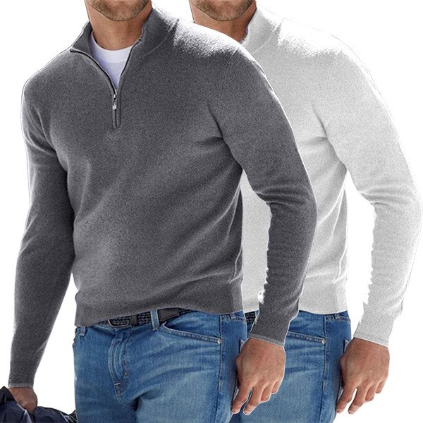 Men's Cashmere Zipper Basic Sweater
