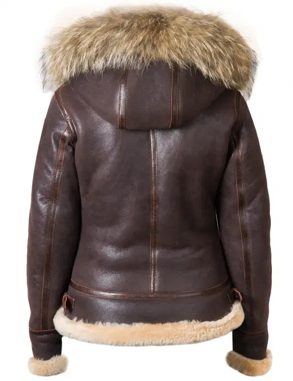 JACKET PILOT FROM SHEEPSKIN WOMEN'S HOOD NANCY LOVE ART.905