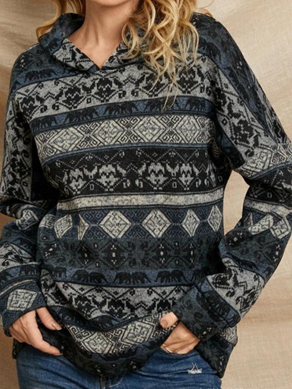 Vintage Tribes Printed Hoodie Long-sleeved SweatShirts Tops