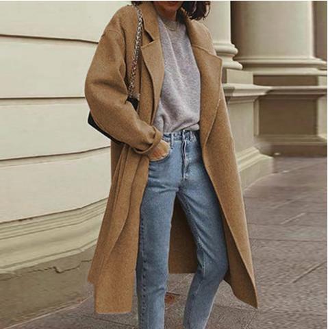 Oversized Retro Casual Solid Color Windbreaker Warm Coat