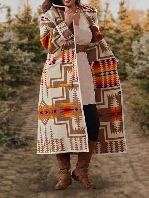 Casual Tribal Graphic Printed Hoodie Long Sleeve Coats Outwear