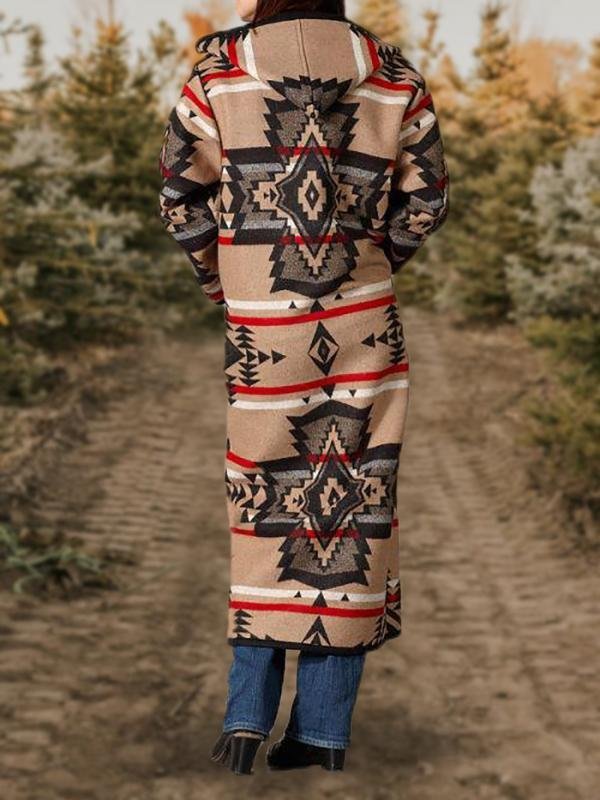 Casual Tribal Graphic Printed Hoodie Long Sleeve Coats Outwear
