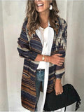 Casual Vintage Tribes Printed Lapel Long-sleeved Coats Outwear