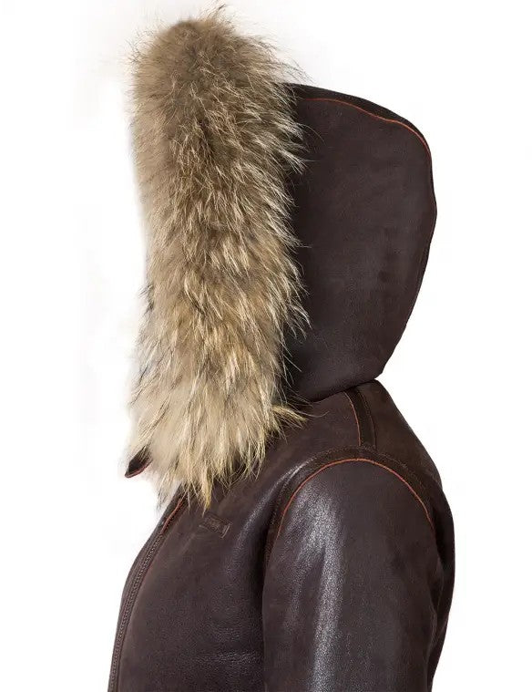 JACKET PILOT FROM SHEEPSKIN WOMEN'S HOOD NANCY LOVE ART.905