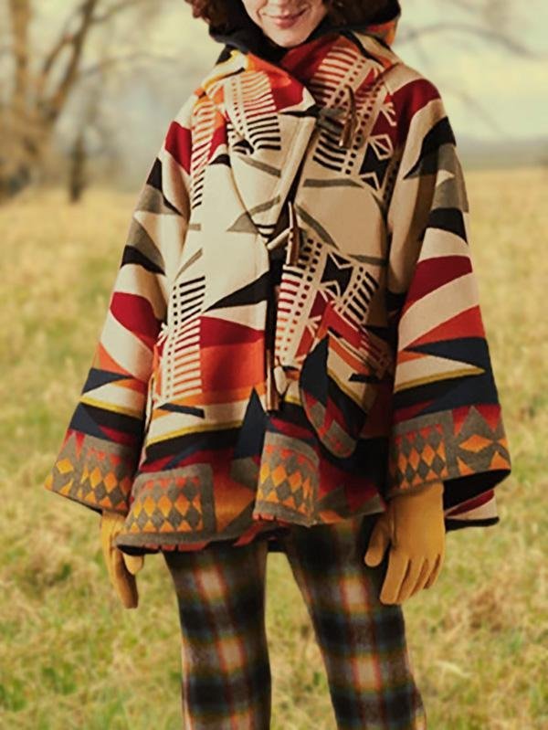 Casual Daily West Cowboy Tribal Geometric Coats Outwear