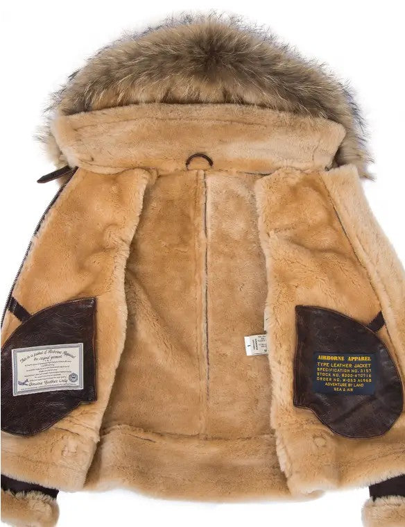 JACKET PILOT FROM SHEEPSKIN WOMEN'S HOOD NANCY LOVE ART.905