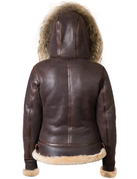 JACKET PILOT FROM SHEEPSKIN WOMEN'S HOOD NANCY LOVE ART.905