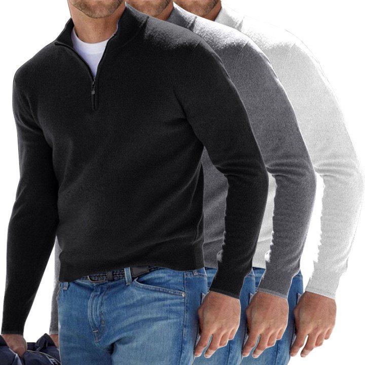 Men's Cashmere Zipper Basic Sweater