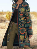Casual Daily Tribal Printed Crew Neck Coats Outwear