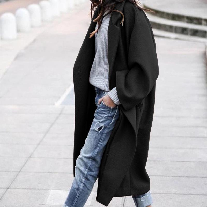 Oversized Retro Casual Solid Color Windbreaker Warm Coat