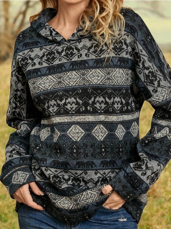 Vintage Tribes Printed Hoodie Long-sleeved SweatShirts Tops